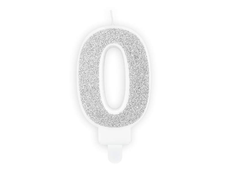 PartyDeco Narodeninová sviečka číslo 0 strieborná 1 ks