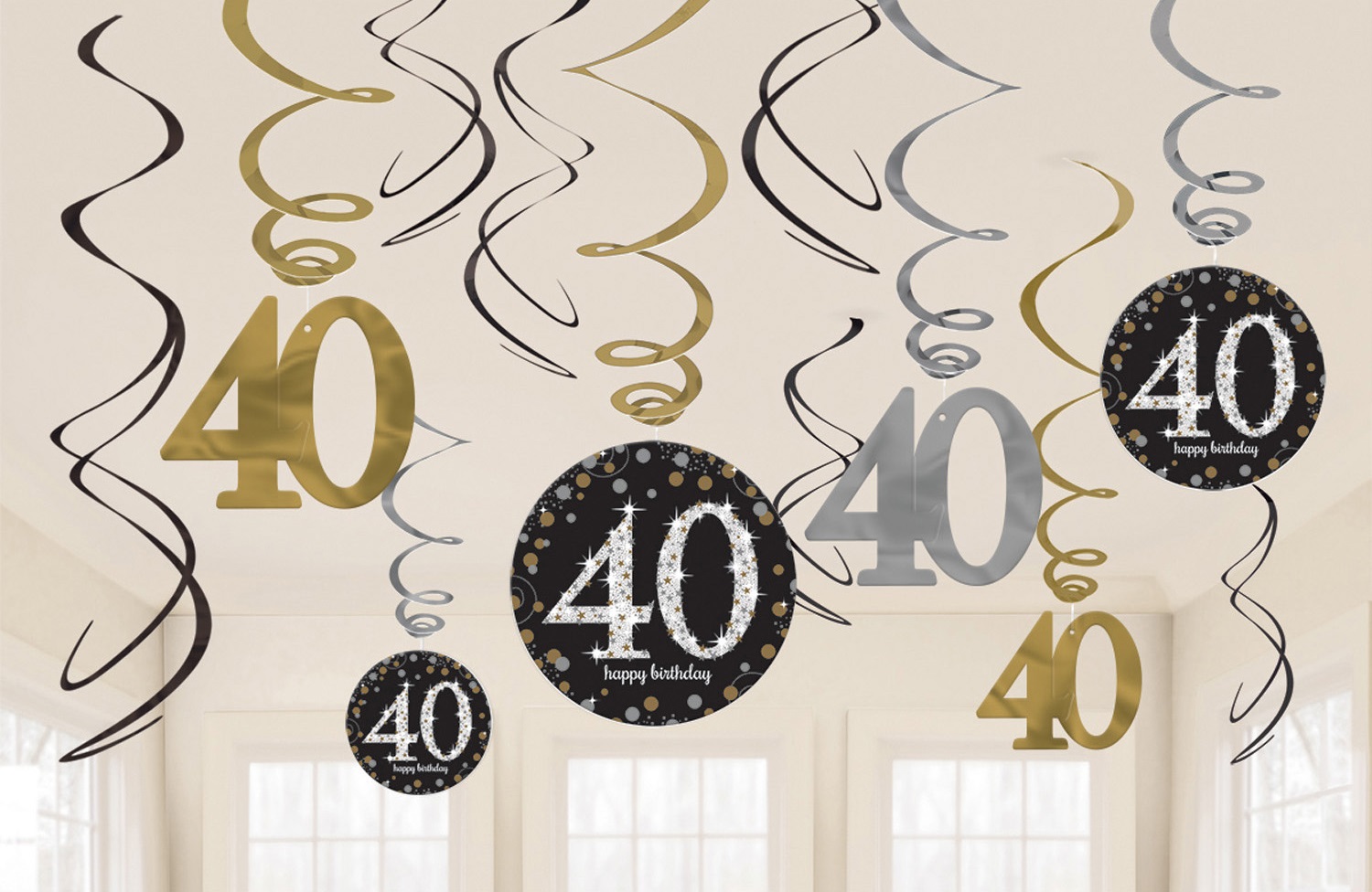 E-shop Amscan Dekorácia Víry 40. narodeniny - Trblietavá zlatá