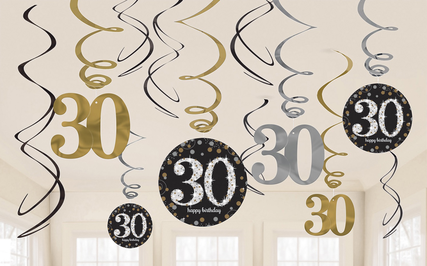 E-shop Amscan Dekorácia Víry 30. narodeniny - Trblietavá zlatá