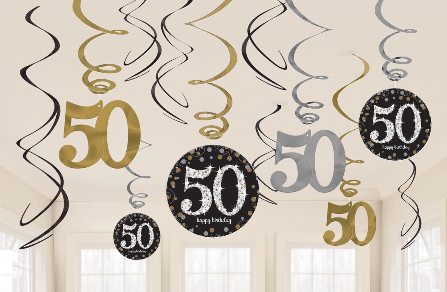 E-shop Amscan Dekorácia Víry 50. narodeniny - Trblietavá zlatá