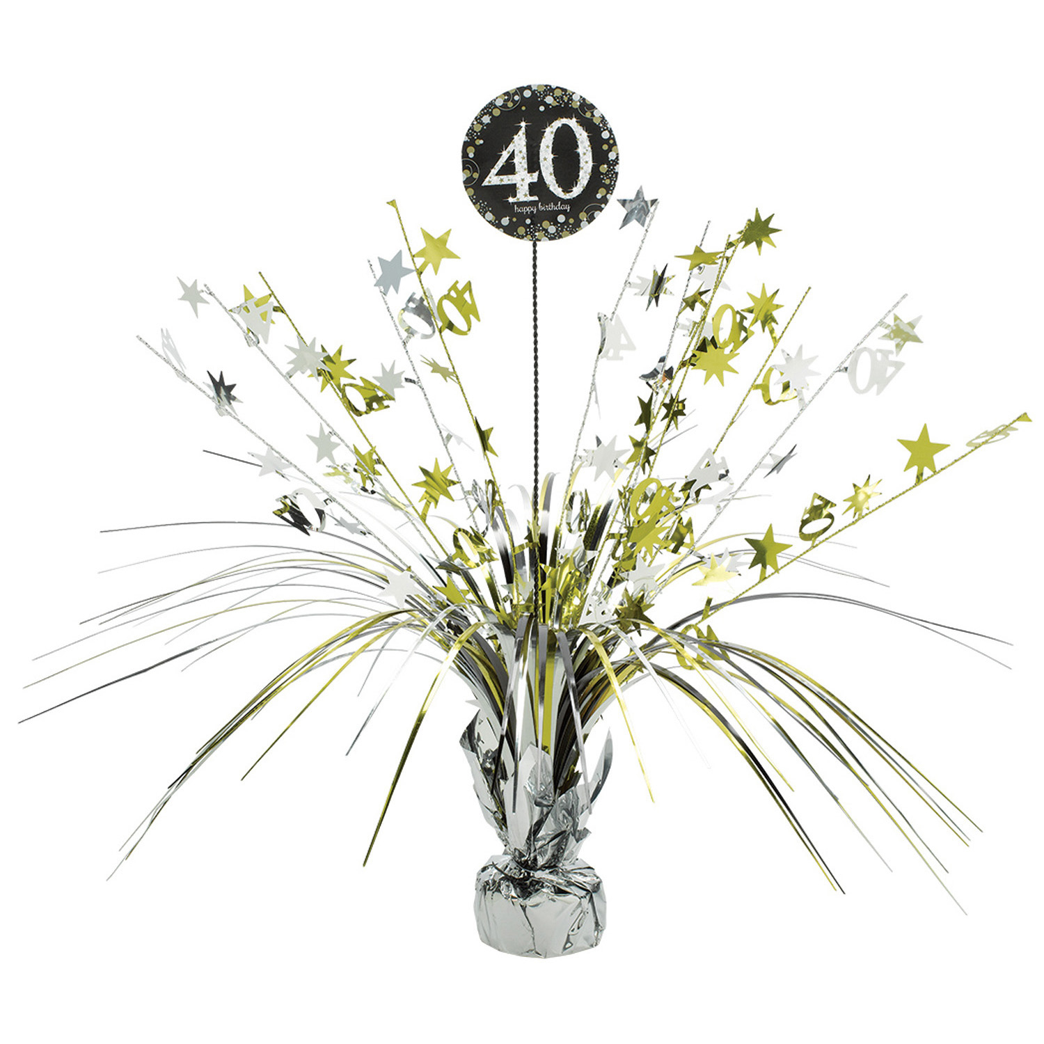 E-shop Amscan Dekorácia na stôl 40.narodeniny - Trblietavá zlatá 45,7 cm
