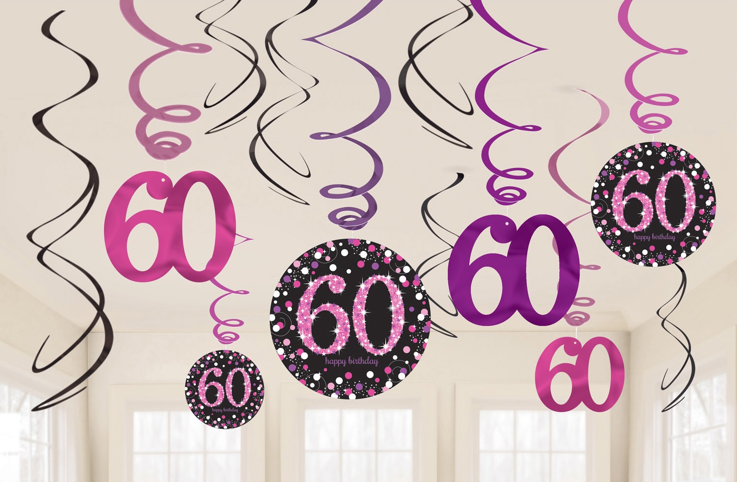 E-shop Amscan Dekorácia Víry 60. narodeniny - Trblietavá ružová