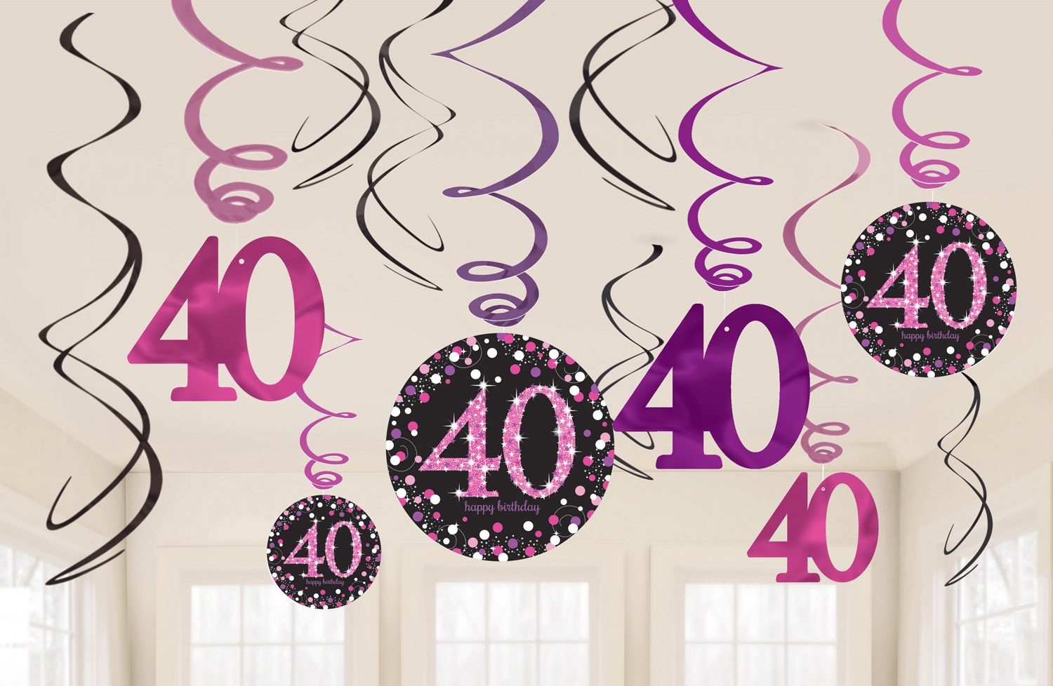 E-shop Amscan Dekorácia Víry 40. narodeniny - Trblietavá ružová
