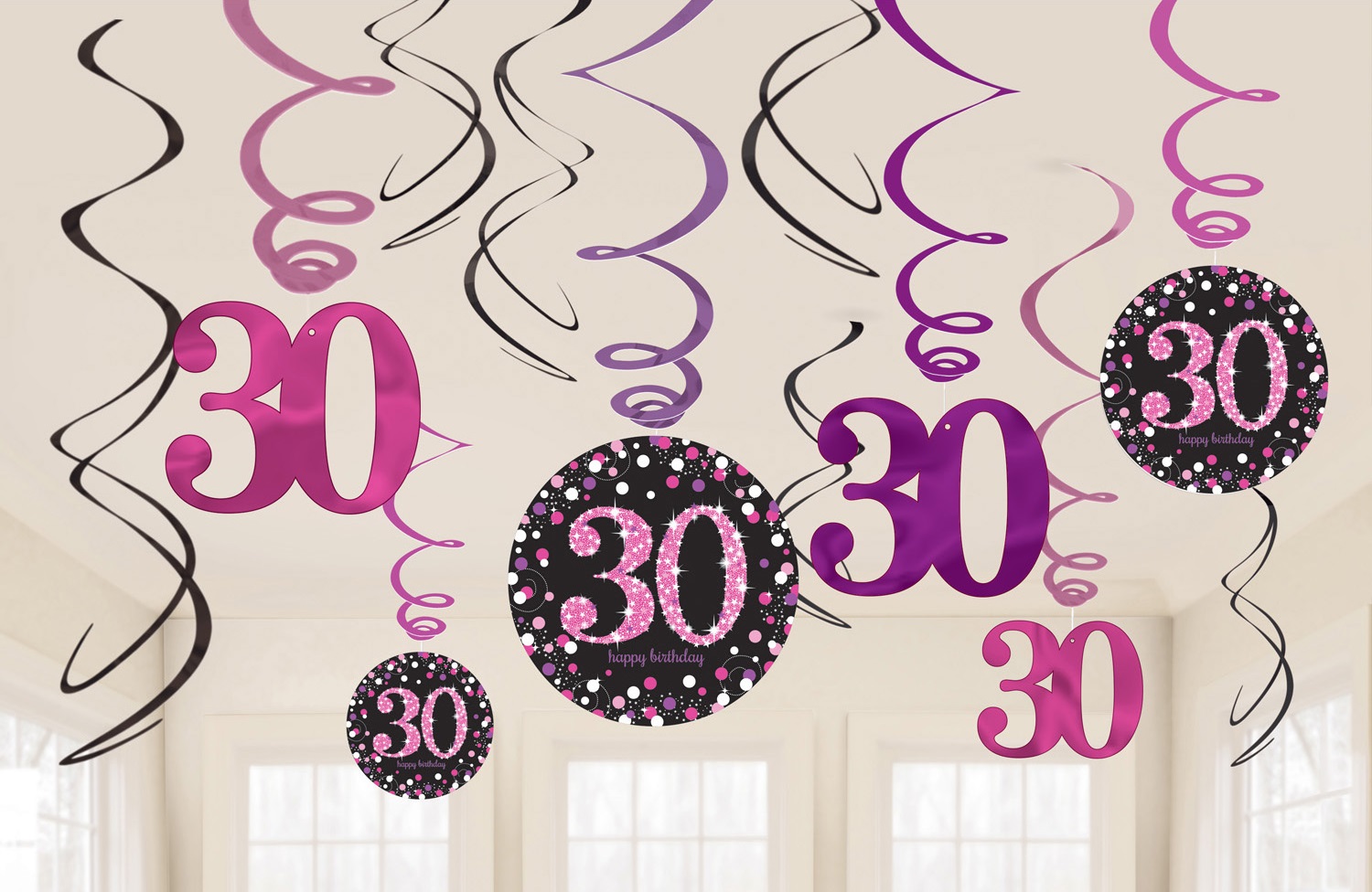E-shop Amscan Dekorácia Víry 30. narodeniny - Trblietavá ružová