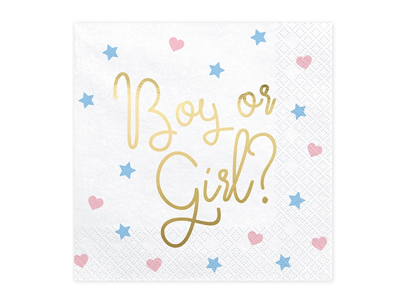 PartyDeco Servítky Boy or Girl 33 x 33 cm
