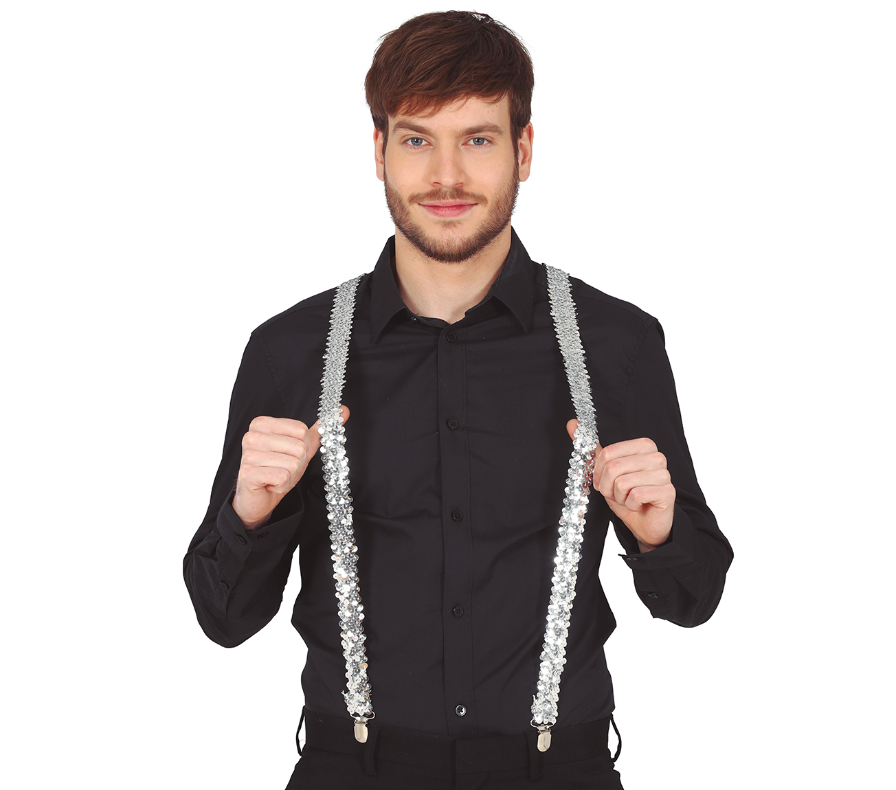 Guirca Párty traky strieborné trblietavé