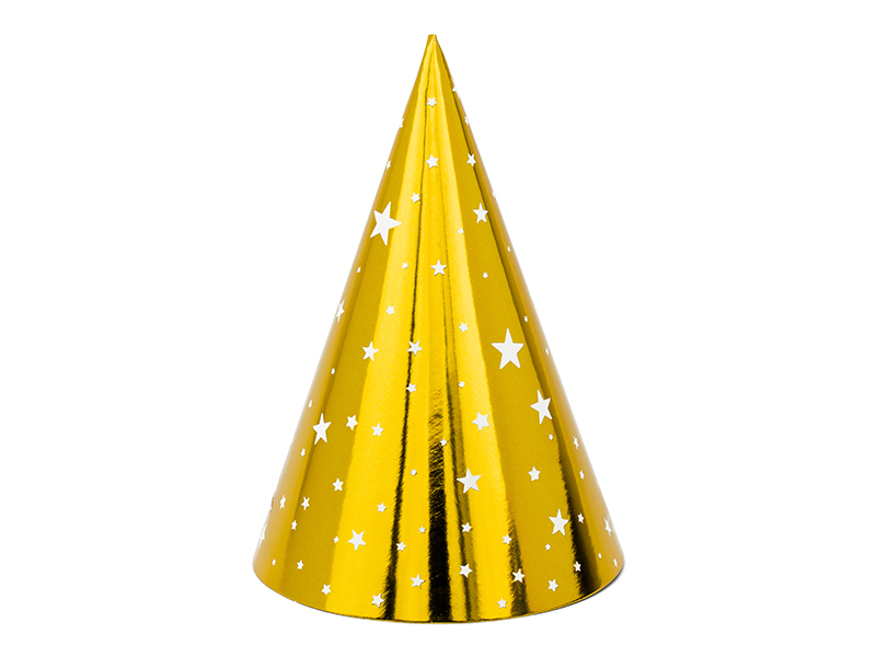 E-shop PartyDeco Párty klobúčiky - Zlaté s hviezdami