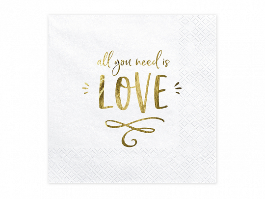 E-shop PartyDeco Servítky - All you need is love 33 x 33 cm