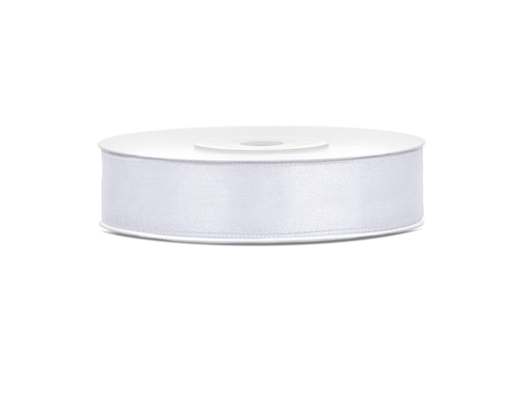 E-shop PartyDeco Saténová stuha - biela 12 mm / 25 m