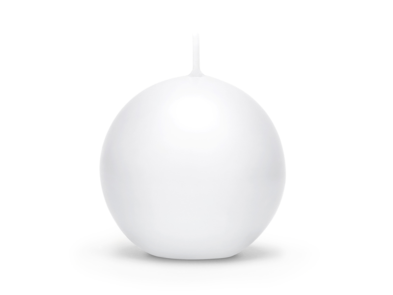 E-shop PartyDeco Sviečka - guľa biela 8 cm