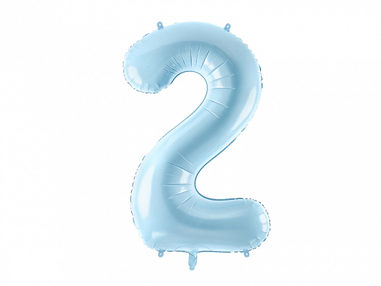 E-shop PartyDeco Fóliový balón narodeninové číslo 2 svetlomodrý
