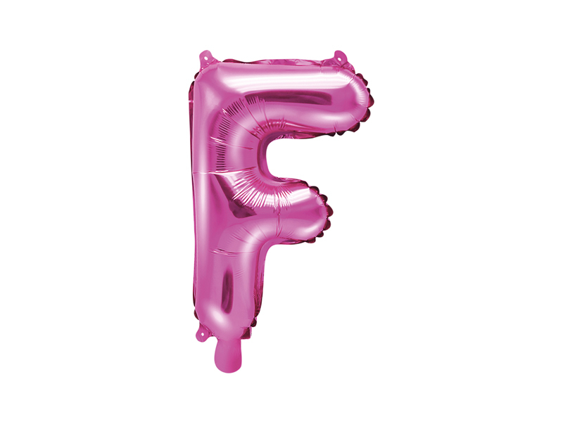 PartyDeco Fóliový balón Mini - Písmeno F 35 cm ružový
