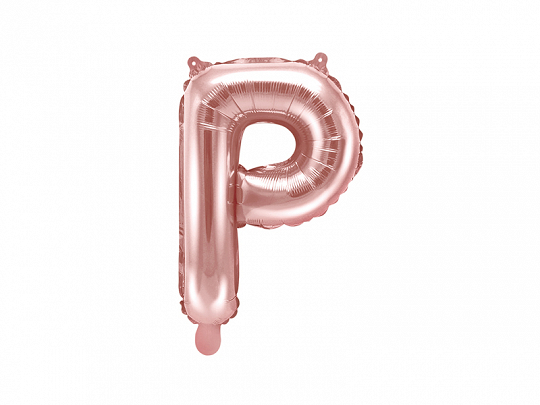 PartyDeco Fóliový balón Mini - Písmeno P 35 cm ružovo-zlatý