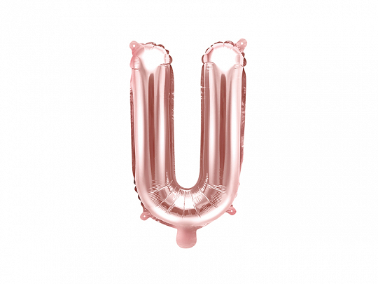 PartyDeco Fóliový balón Mini - Písmeno U 35 cm ružovo-zlatý