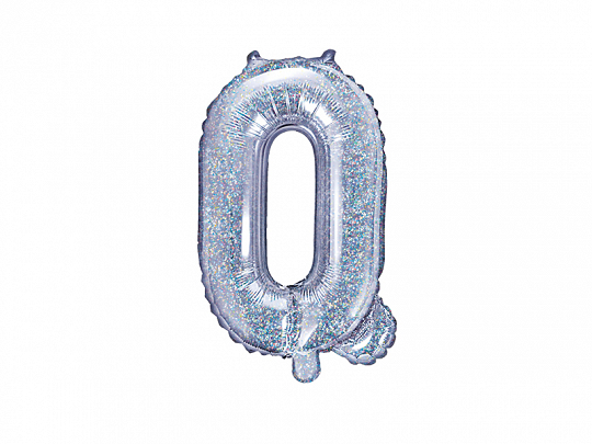 PartyDeco Fóliový balón Mini - Písmeno Q 35 cm holografický