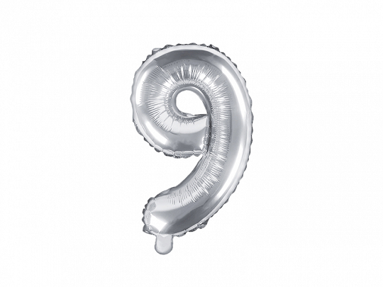 E-shop PartyDeco Fóliový balón Mini - Číslo 9 strieborný 35cm