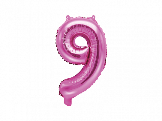 PartyDeco Fóliový balón Mini - Číslo 9 ružový 35cm