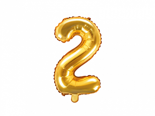 PartyDeco Fóliový balón Mini - Číslo 2 zlatý 35cm