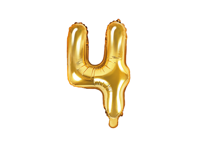 E-shop PartyDeco Fóliový balón Mini - Číslo 4 zlatý 35cm