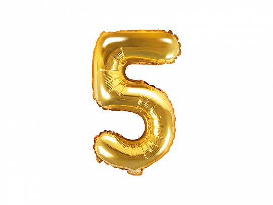 E-shop PartyDeco Fóliový balón Mini - Číslo 5 zlatý 35cm