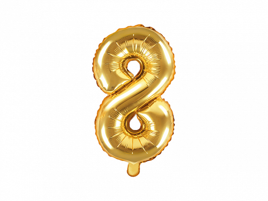 E-shop PartyDeco Fóliový balón Mini - Číslo 8 zlatý 35cm