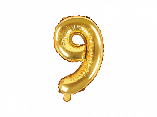 E-shop PartyDeco Fóliový balón Mini - Číslo 9 zlatý 35cm