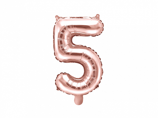 PartyDeco Fóliový balón Mini - Číslo 5 ružovo-zlatý