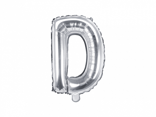 PartyDeco Fóliový balón Mini - Písmeno D 35cm strieborný