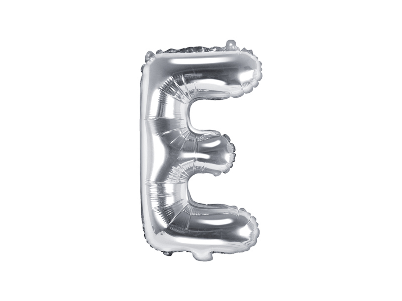 PartyDeco Fóliový balón Mini - Písmeno E 35cm strieborný