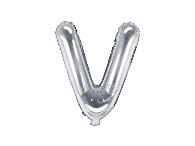 E-shop PartyDeco Fóliový balón Mini - Písmeno V 35cm strieborný