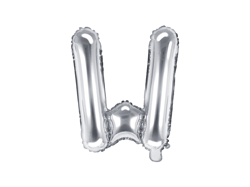 PartyDeco Fóliový balón Mini - Písmeno W 35cm strieborný