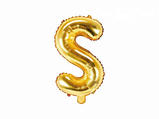 PartyDeco Fóliový balón Mini - Písmeno S 35cm zlatý