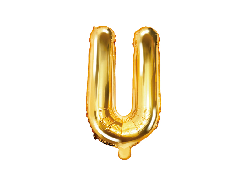 PartyDeco Fóliový balón Mini - Písmeno U 35cm zlatý