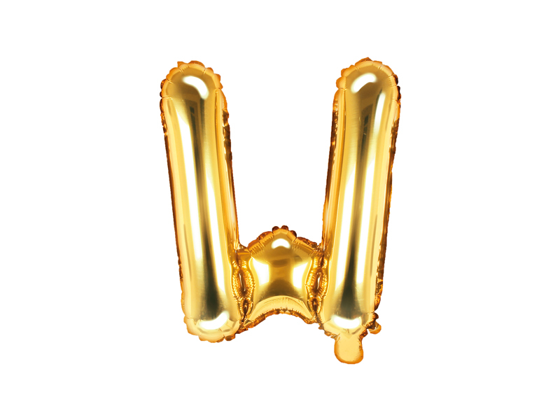 PartyDeco Fóliový balón Mini - Písmeno W 35cm zlatý