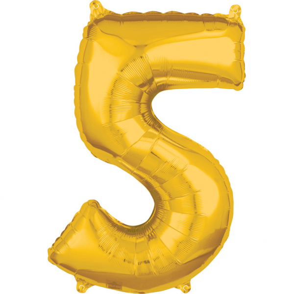 E-shop Amscan Fóliový balón narodeninové číslo 5 zlatý 66cm