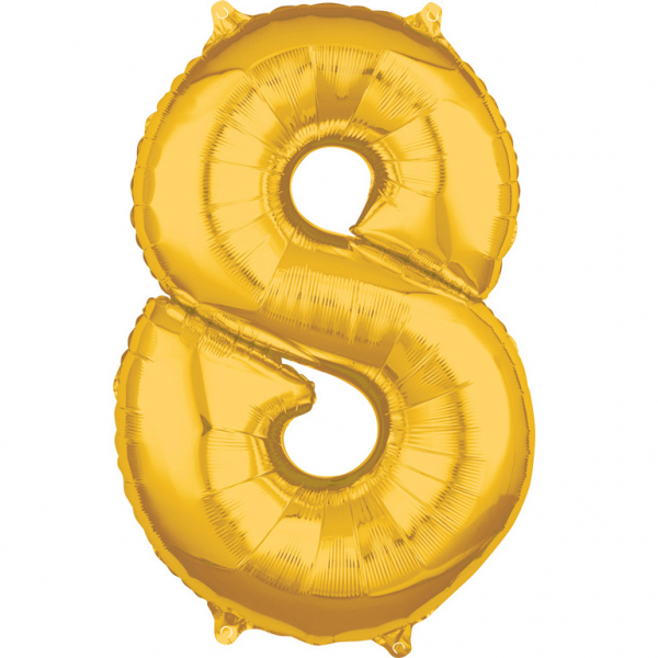 E-shop Amscan Fóliový balón narodeninové číslo 8 zlatý 66cm