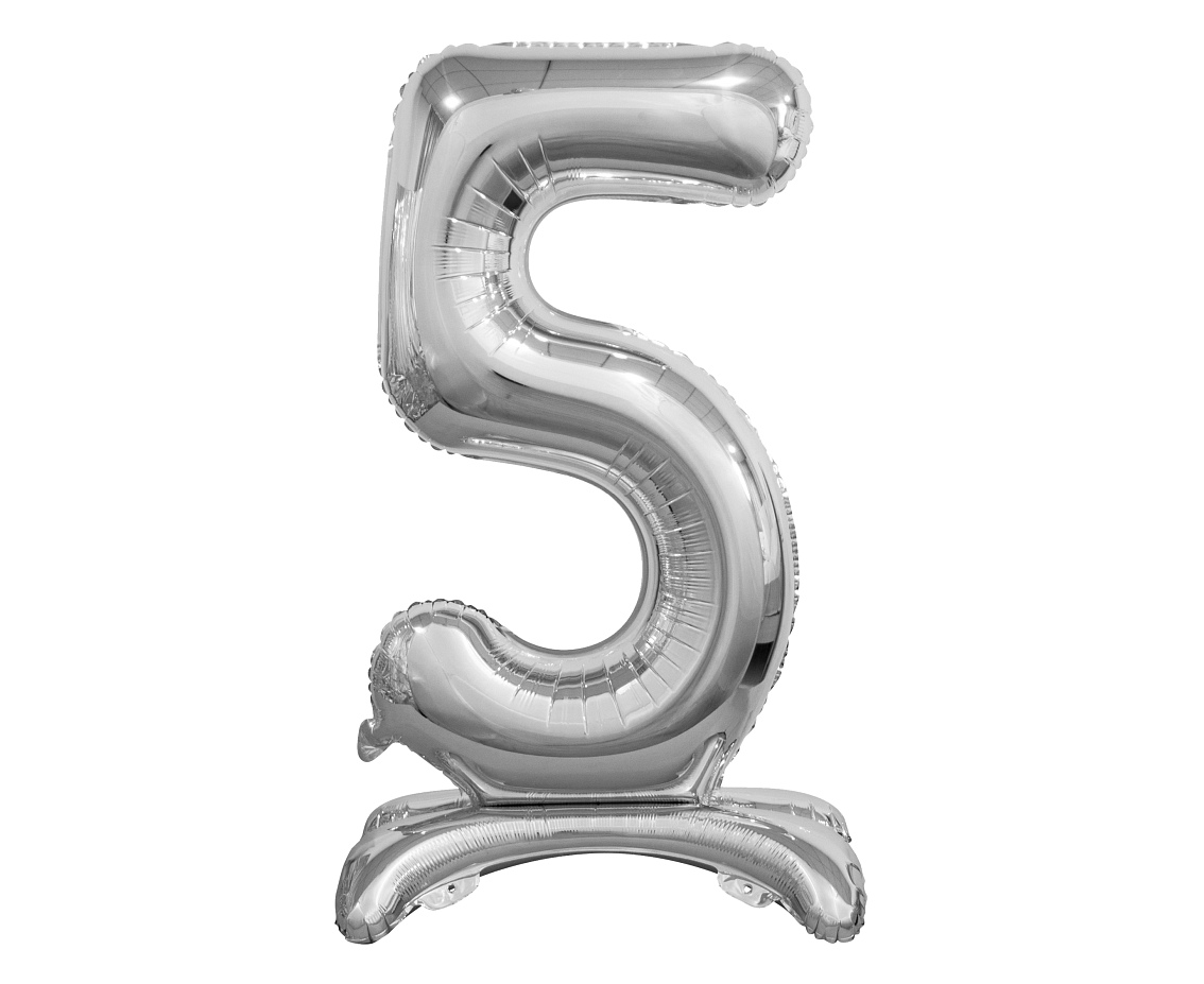 E-shop Godan Samostojaci fóliový balón 5 strieborný 74 cm