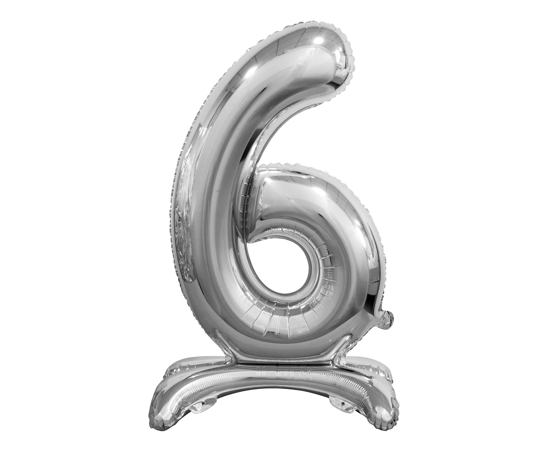 E-shop Godan Samostojaci fóliový balón 6 strieborný 74 cm