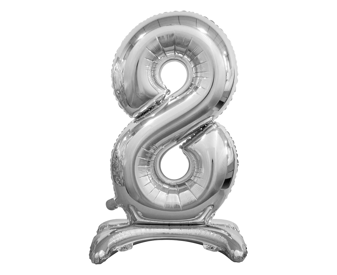 E-shop Godan Samostojaci fóliový balón 8 strieborný 74 cm