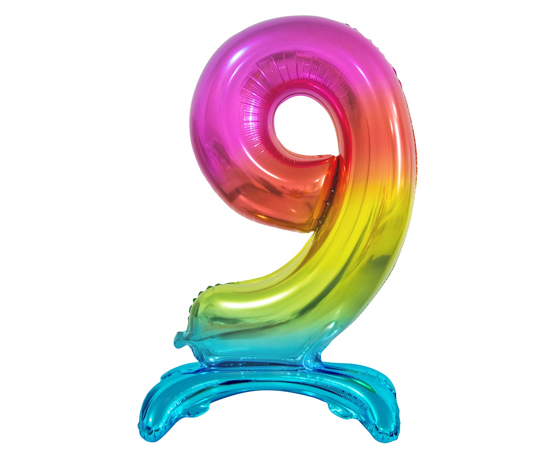 E-shop Godan Samostojaci fóliový balón 9 dúhový 74 cm