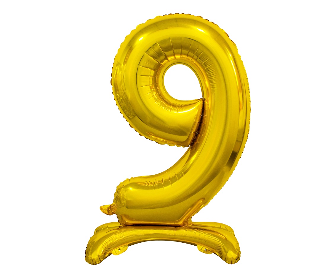 E-shop Godan Samostojaci fóliový balón 9 zlatý 74 cm