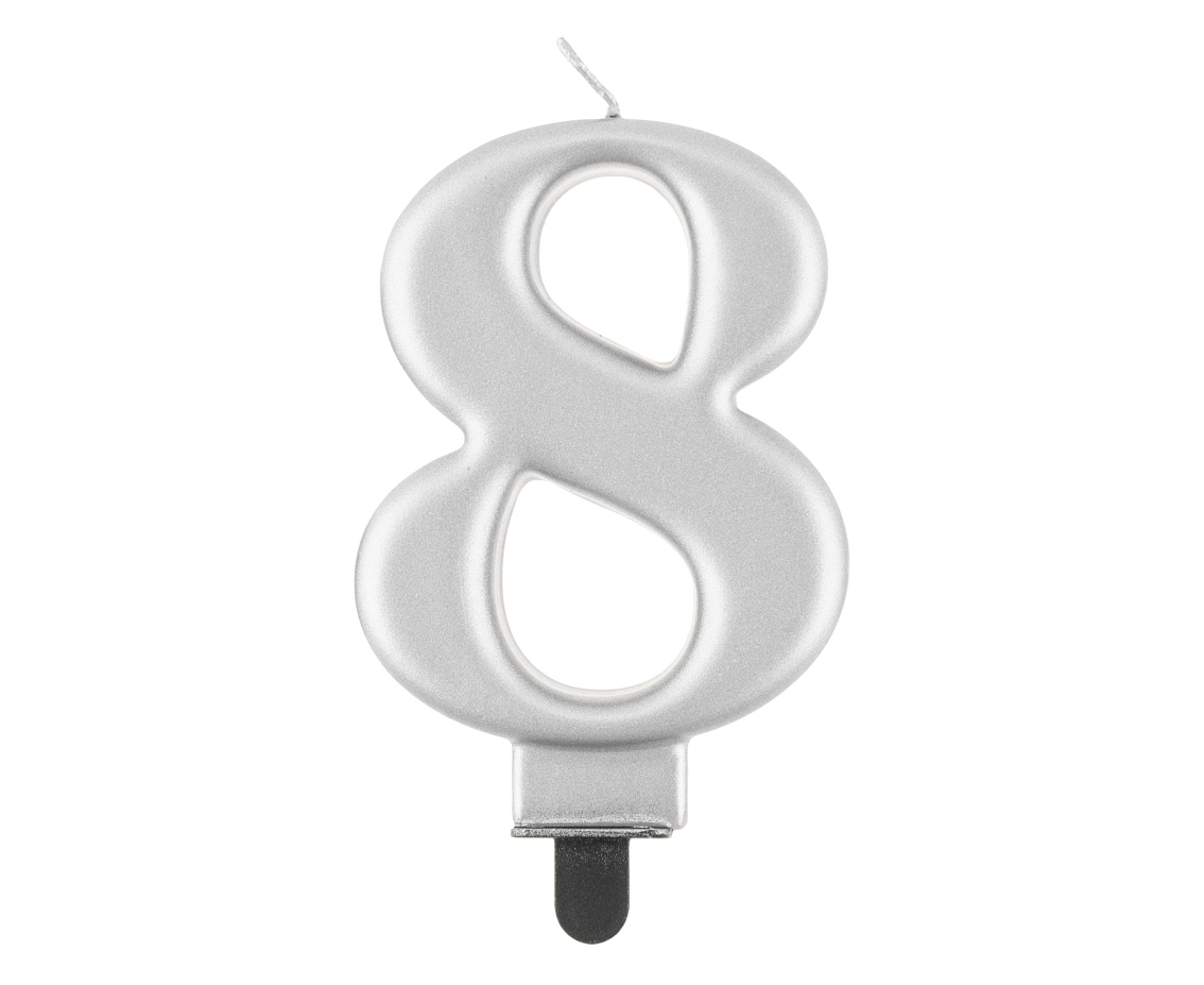 E-shop Godan Narodeninová sviečka 8 metalická strieborná