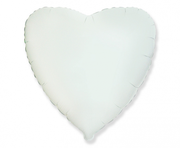E-shop Godan Fóliový balón Srdce saten - Biele 43 cm