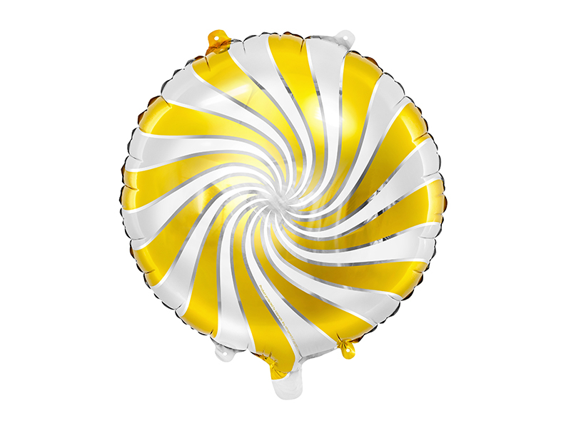 PartyDeco Fóliový balón bielozlatý cukrík 35 cm