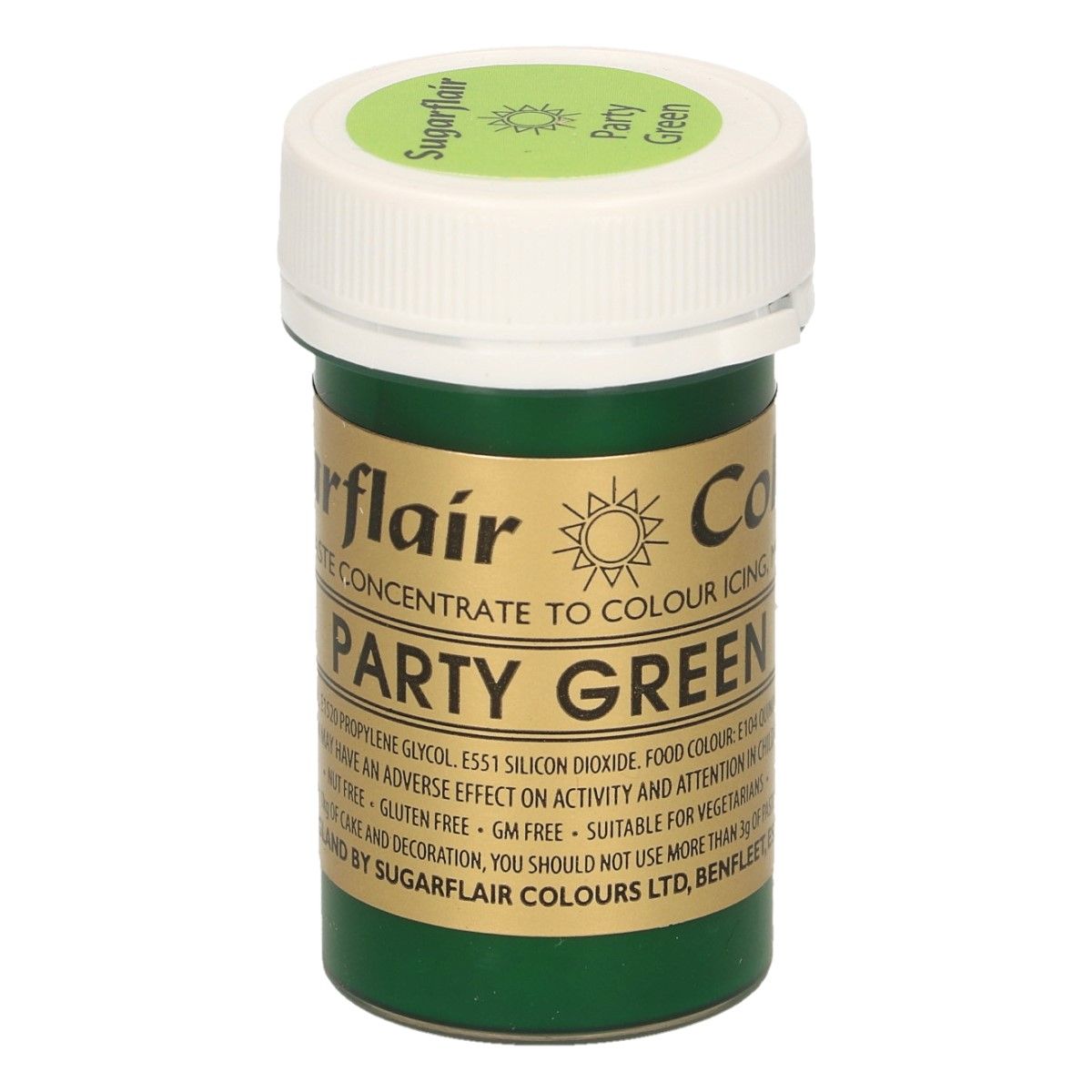 E-shop Sugarflair Colours Gelová farba Party Green - Zelená 25 g