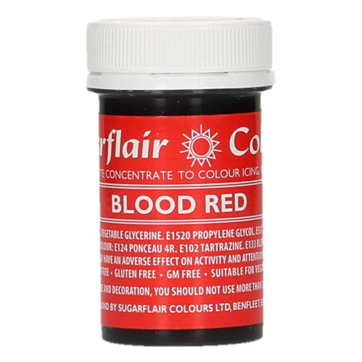 E-shop Sugarflair Colours Gélová farba Blood Red - Červená 25 g