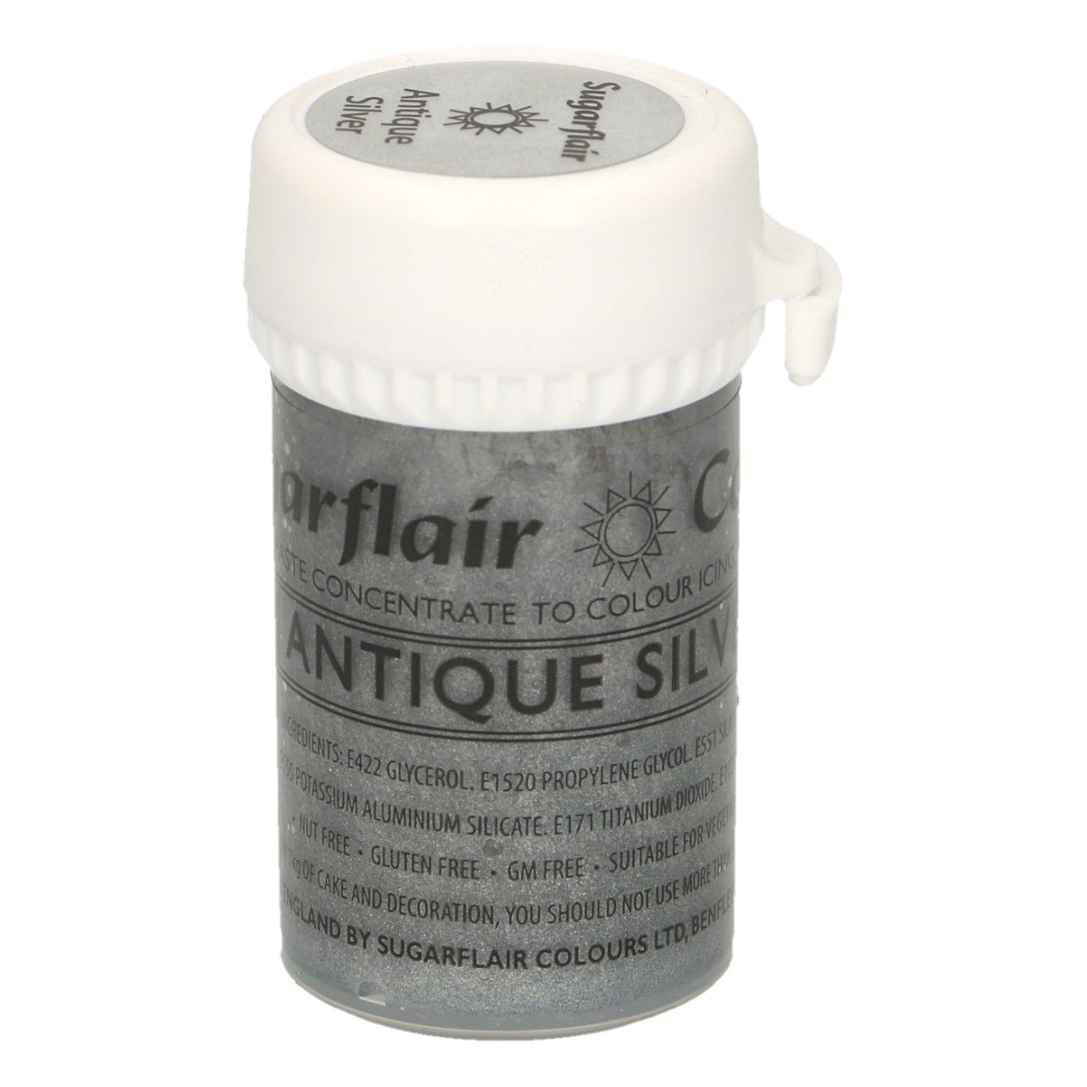 Cakesupplies Gélová farba Satin Antique Silver - Trblietavá strieborná 25 g