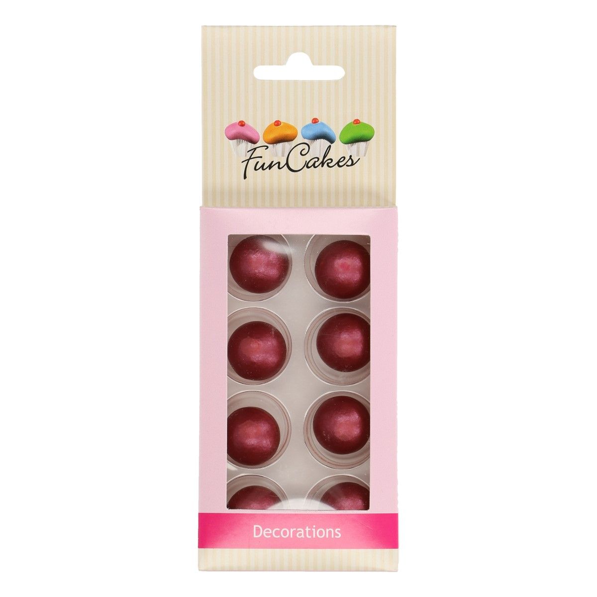 E-shop Funcakes Čokoládové guličky Pearl Ruby - Metalické červené 8 ks