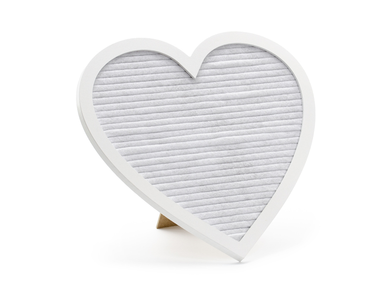 E-shop PartyDeco Svadobná tabuľa - Biele srdce 31 x 29 cm