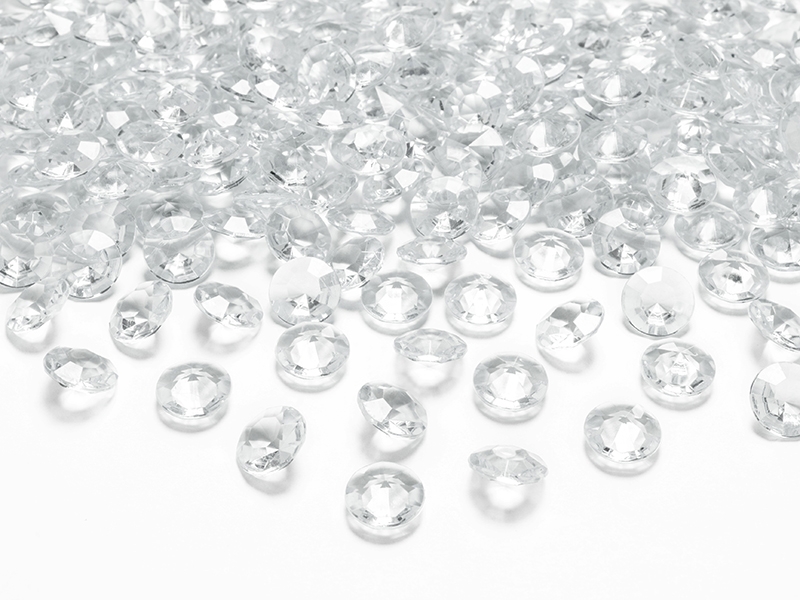 PartyDeco Diamantové konfety priehľadné 12mm